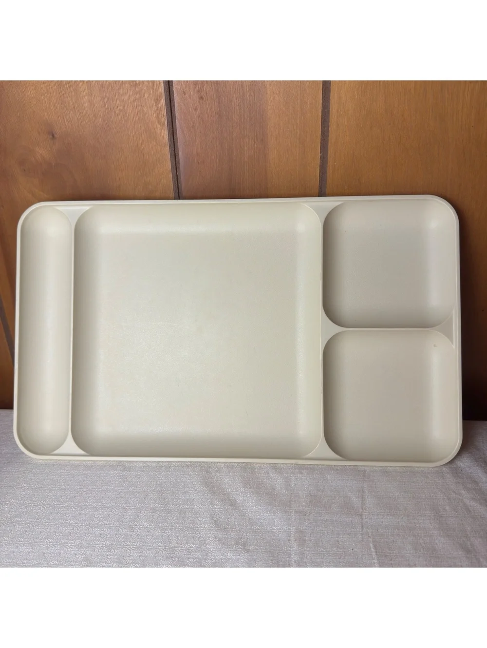 Vintage Tupperware Divided Serving Tray Beige 4 Compartment Organizer Made USA
